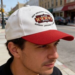 Vintage 2002 Super Bowl XXXVI Cap Red White NFL New Orleans Adjustable Hat
